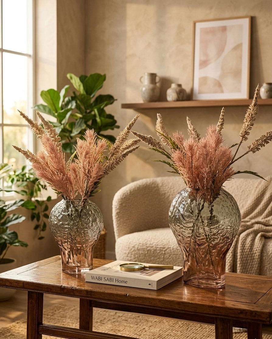 Artisan Ombré Hammered Glass Vase Set