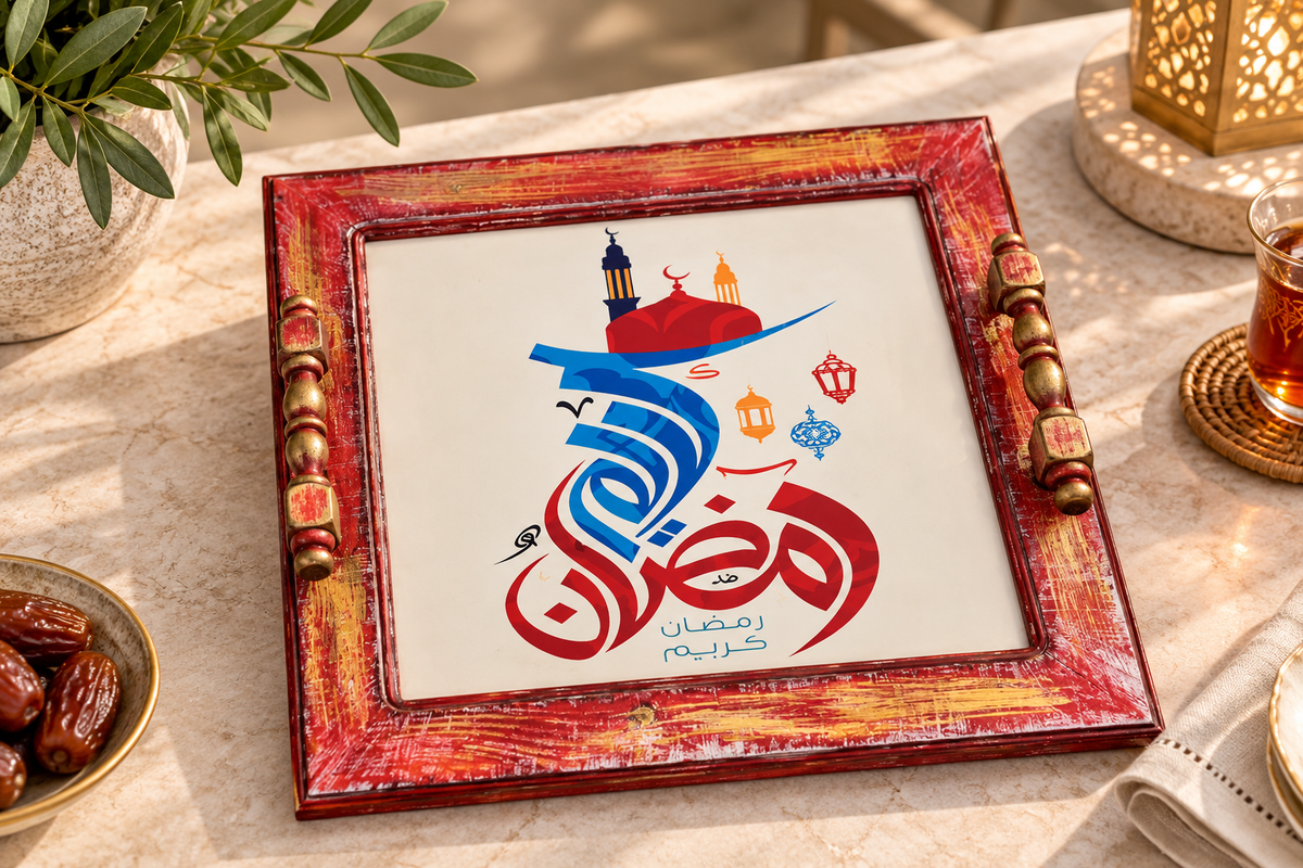 Ramadan Calligraphy Wooden Tray Large