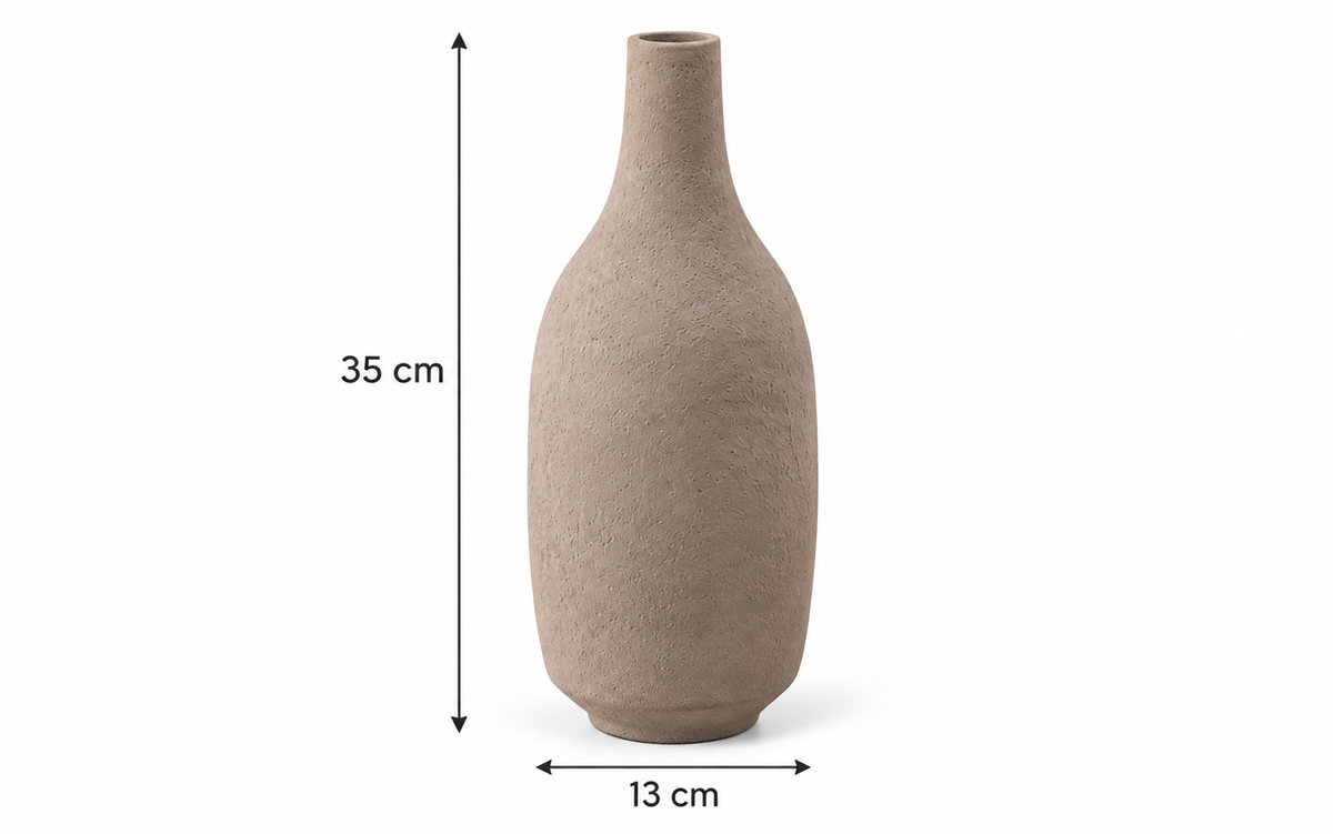 Textured Taupe Vase with Artificial Flower Arrangement