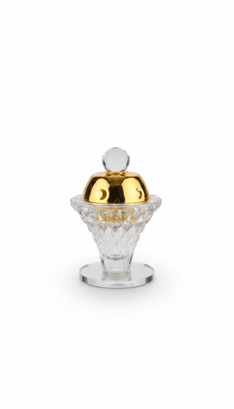 Elegant Crystal & Gold Mini Mabkhara