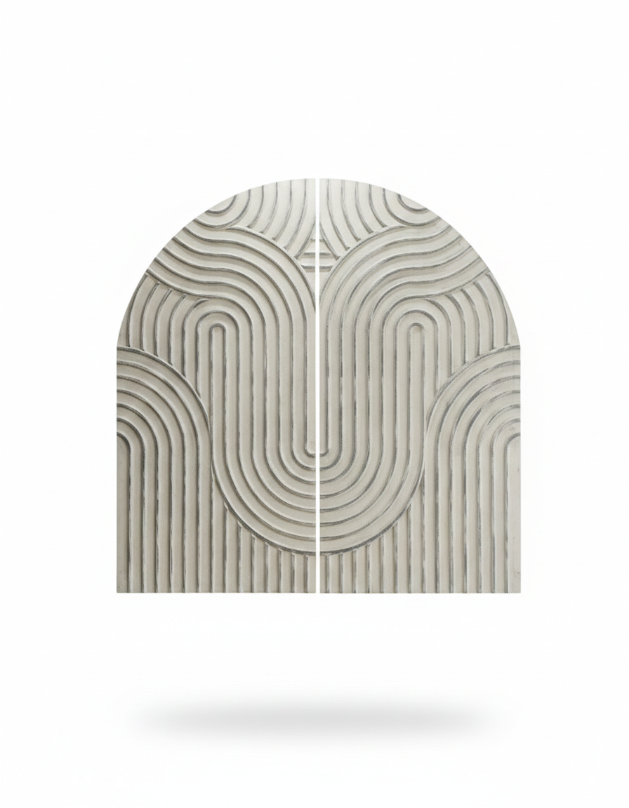 Arched Harmony: Hand-Carved Wooden Wall Art