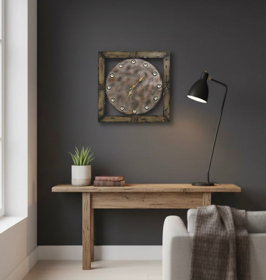 Vintage Industrial Square Wall Clock