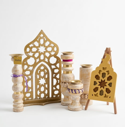 6-Piece Handcrafted Wooden Decor Set