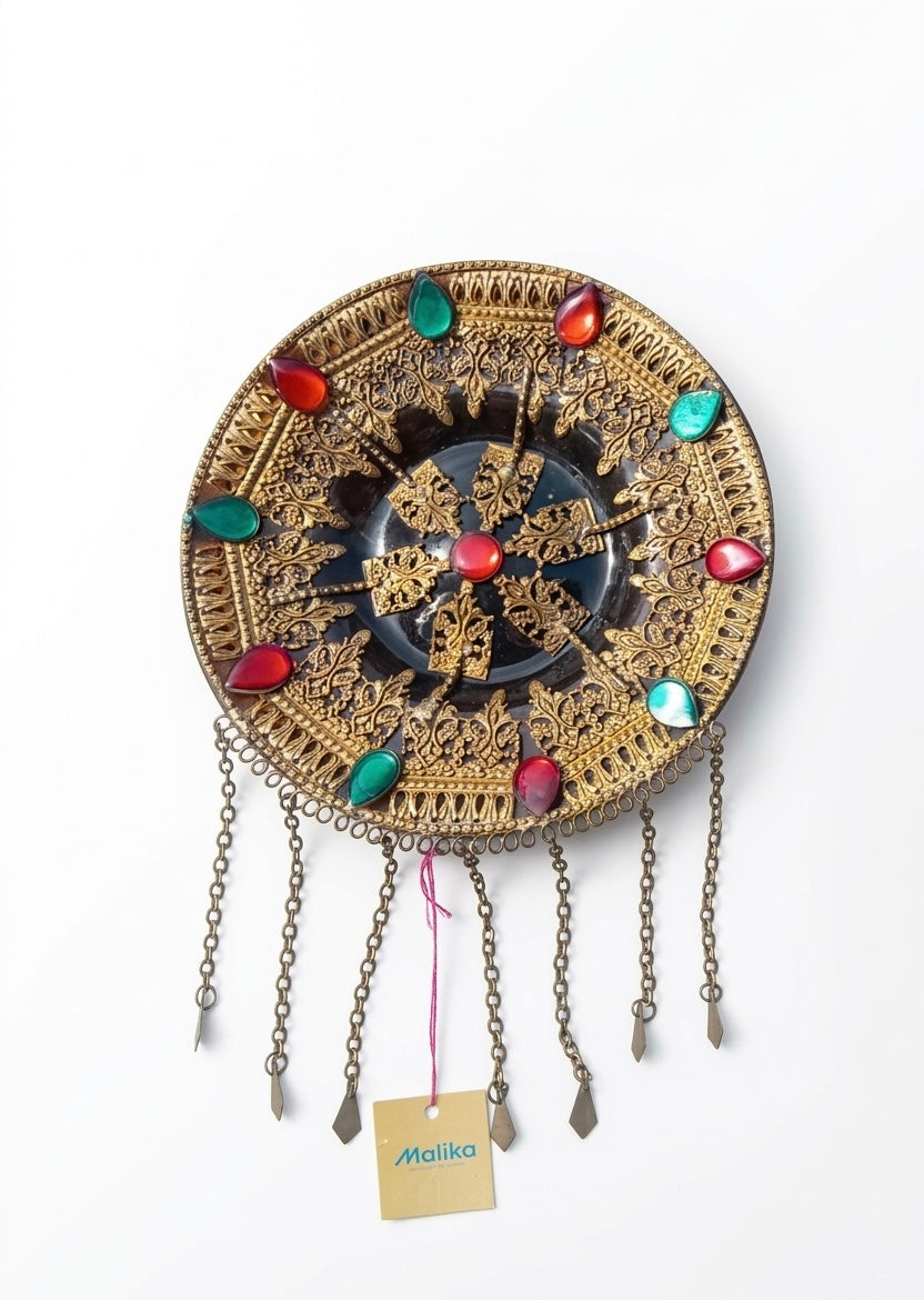 Handmade Filigree Copper Wall Plate with Teardrop Accents
