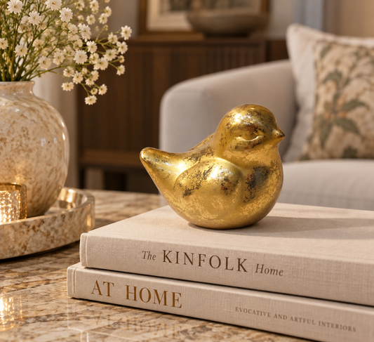 Aurelia 10cm Gilded Speckled Bird Figurine - Luxury Table Decor