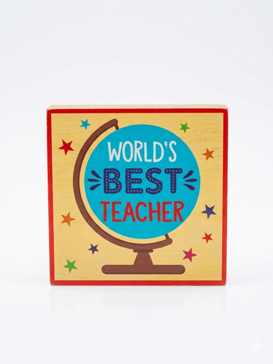 World's Best Teacher Decorative Wooden Block