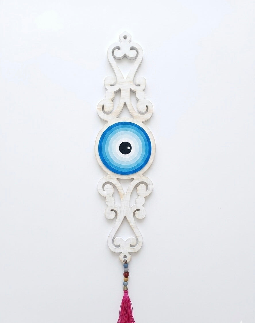 Vintage-Style Carved Wood Evil Eye Protector Wall Decor