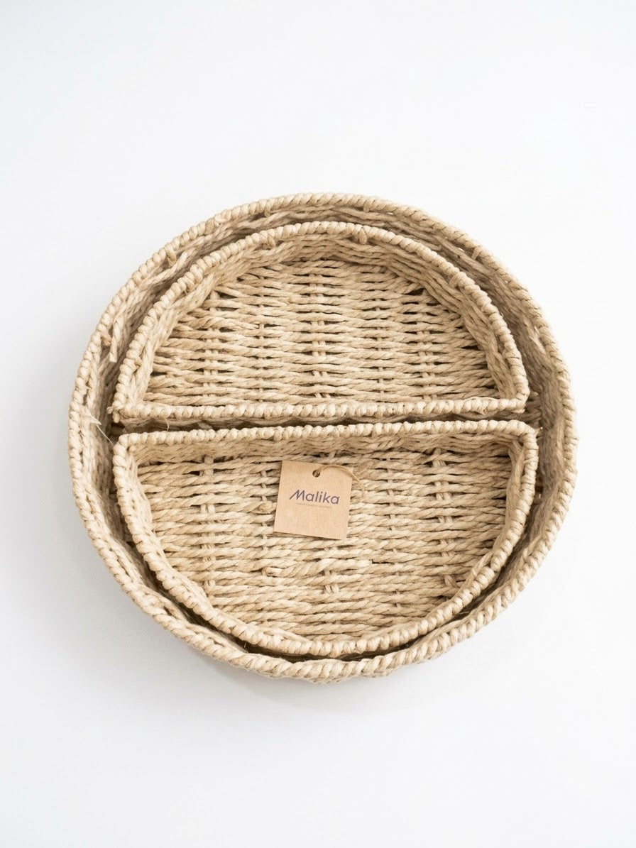 Woven Jute Partitioned Tray Set