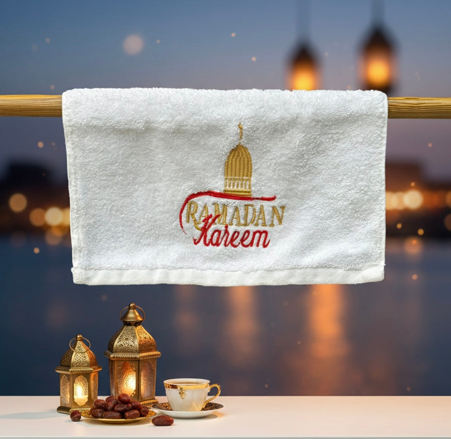 Ramadan Elegance: Embroidered Cotton Hand Towel