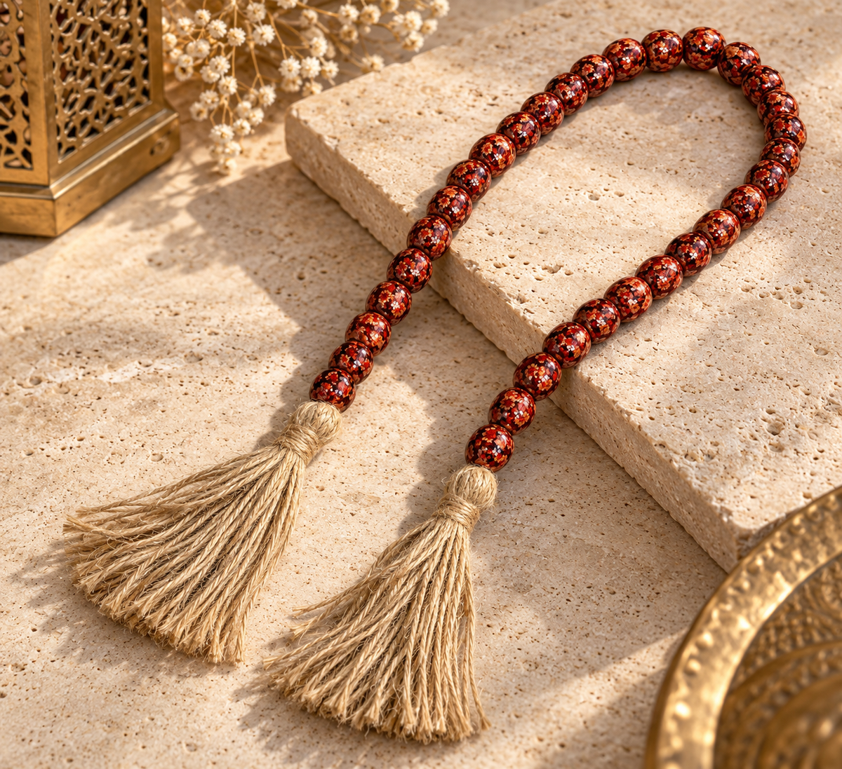 Whirling Devotion: Handcrafted Wooden Prayer Beads (80 cm)