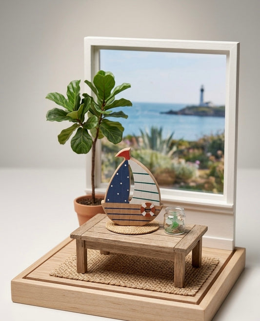 Wooden Nautical Sailboat Tabletop Decor