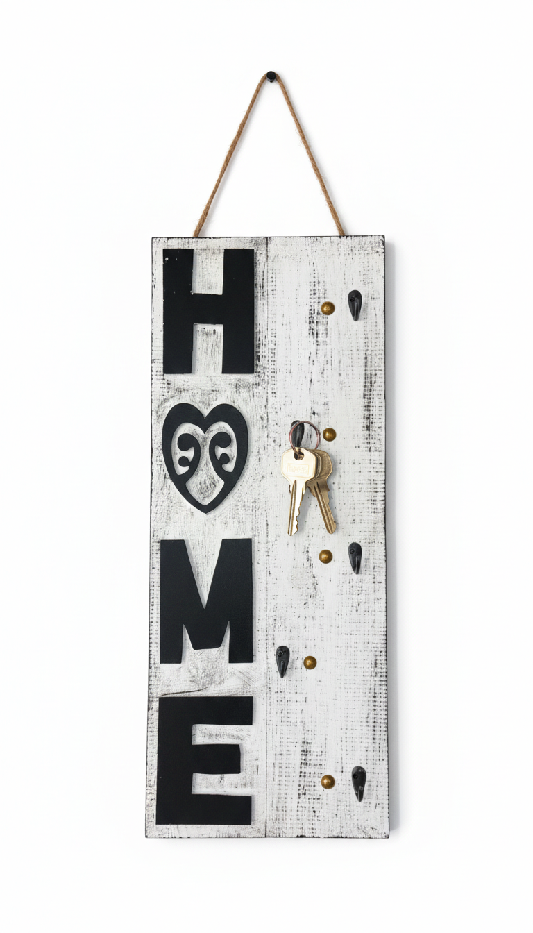 Rustic "HOME" Wooden Key Holder