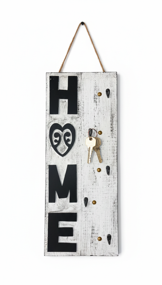 Rustic "HOME" Wooden Key Holder