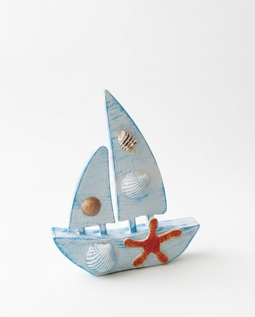 Nautical Wooden Sailboat Decor (30x25 cm)
