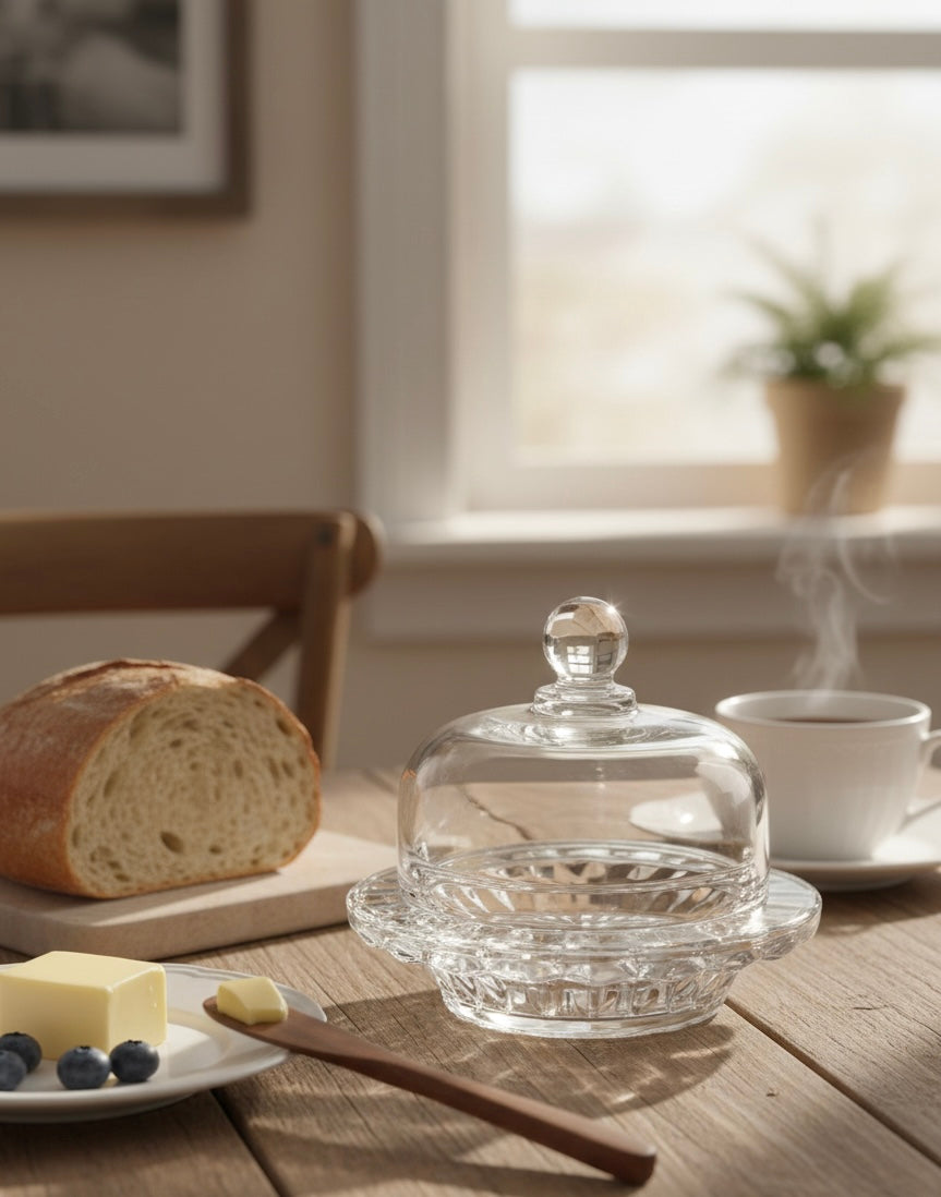 Crystal Fluted Date Server with Dome