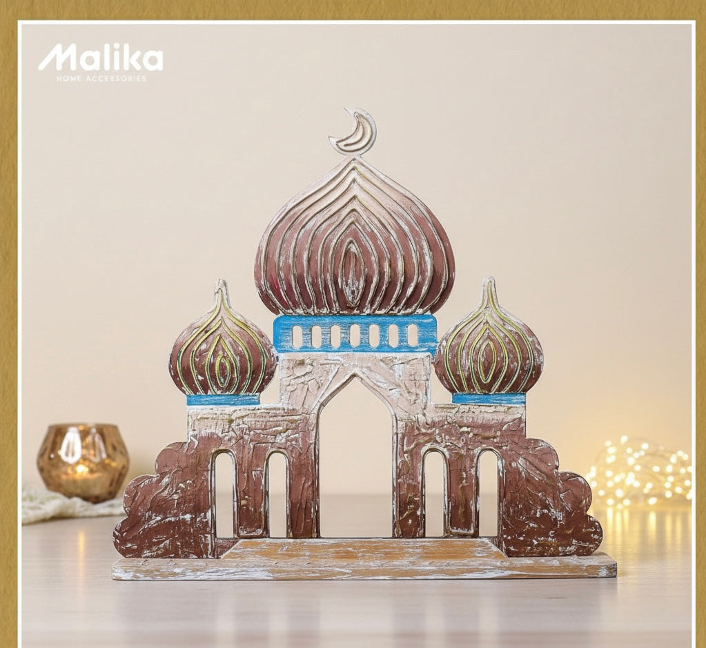 Artisan Hand-Carved Wooden Mosque Decor