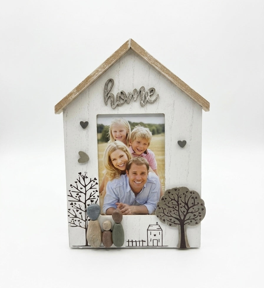 Rustic "Home" House-Shaped Photo Frame