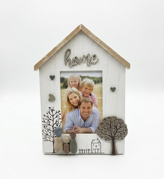 Rustic "Home" House-Shaped Photo Frame