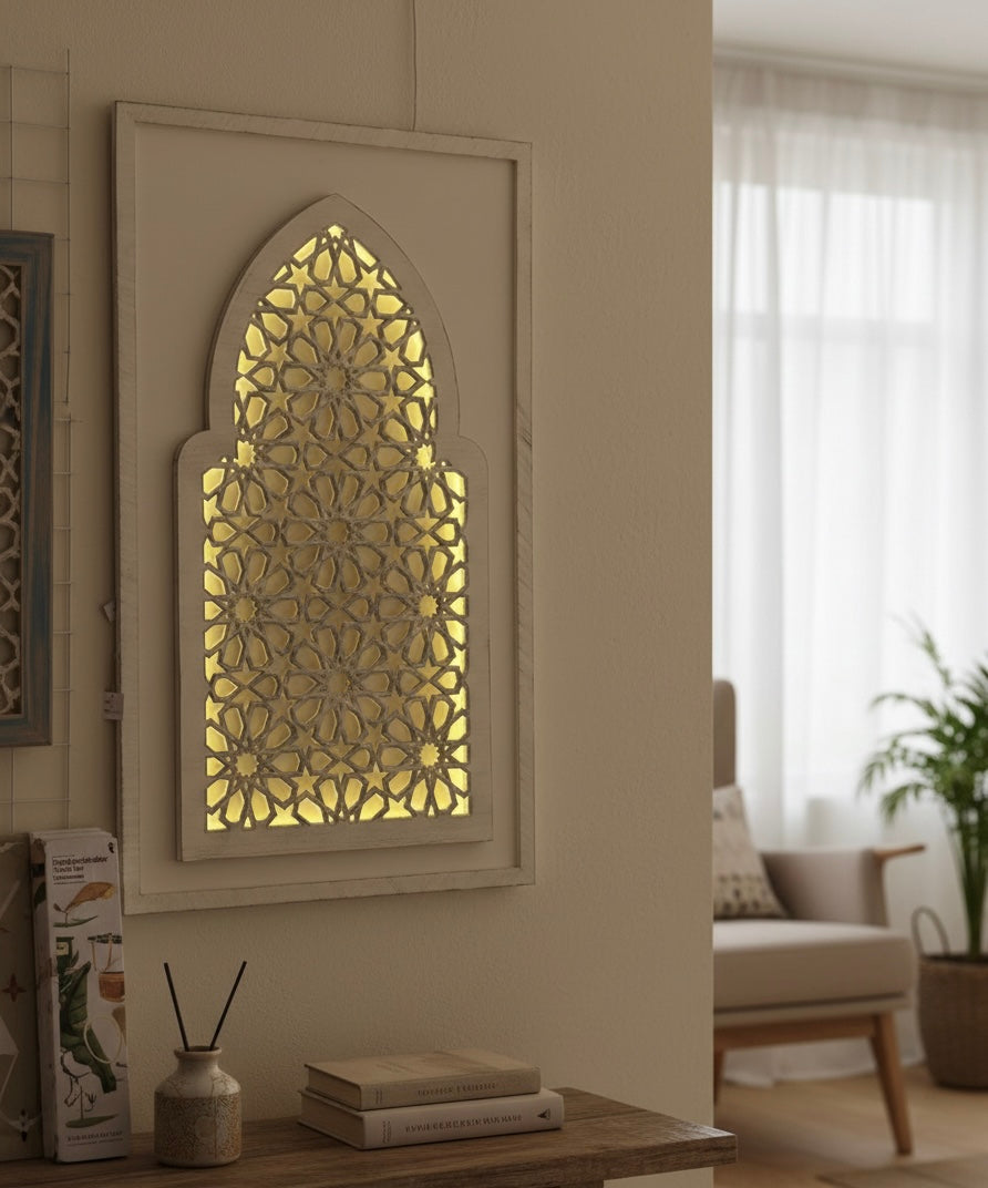 Moonlit Lattice Wooden Wall Decor