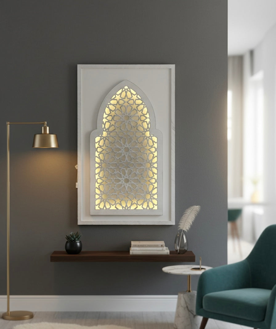 Moonlit Lattice Wooden Wall Decor