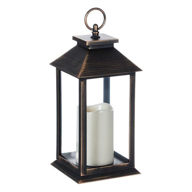 Metal oxide lantern with battery candle